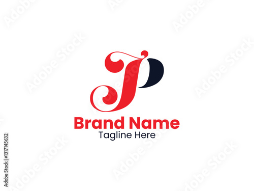 JP vector logo template with red and black color. The PJ logo is Simple, Elegant, and Luxurious Logo. PJ Pro Vector 