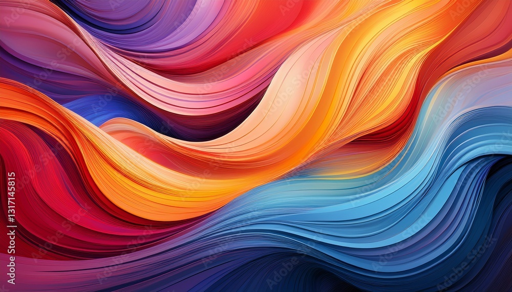 Naklejka premium abstract wallpaper with colorful waves flowing and blending together creating a vibrant and dynamic visual