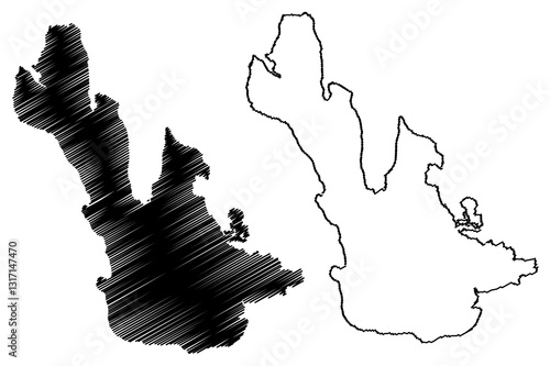 Vanna island (Kingdom of Norway, Troms) map vector illustration, scribble sketch Vannoya map