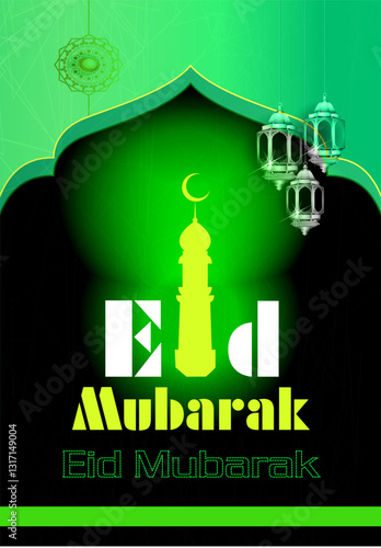 Wallpaper Mural Eid Mubarak premium design. luxurious eid background vector. Eid Card green design Torontodigital.ca