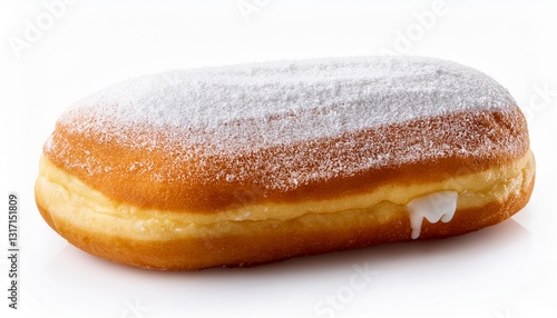 Long John Vanilla Donut with Glaze Toping on White Background Isolated