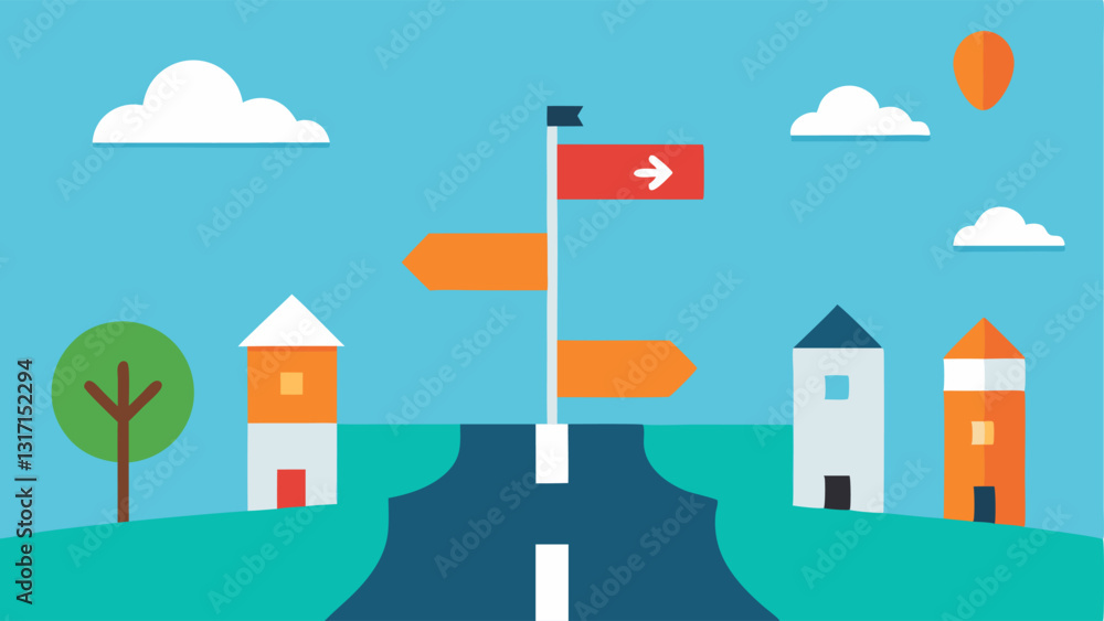 Obraz premium Road Signs of Identity A roadside with signposts pointing to various identity aspects Career Friendship Culture each sign representing a directional choice in selfdiscovery.