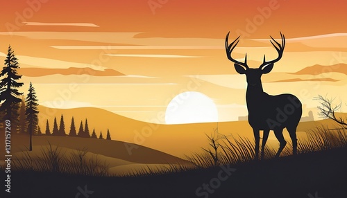 whitetail deer buck silhouette silhouette of a whitetail deer buck in a prairie landscape