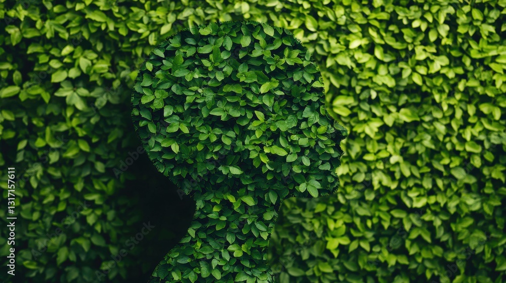Silhouette of Person Formed by Green Leaves on Vibrant Foliage Background Silhouette of Person Formed by Green Leaves on Vibrant Foliage Background