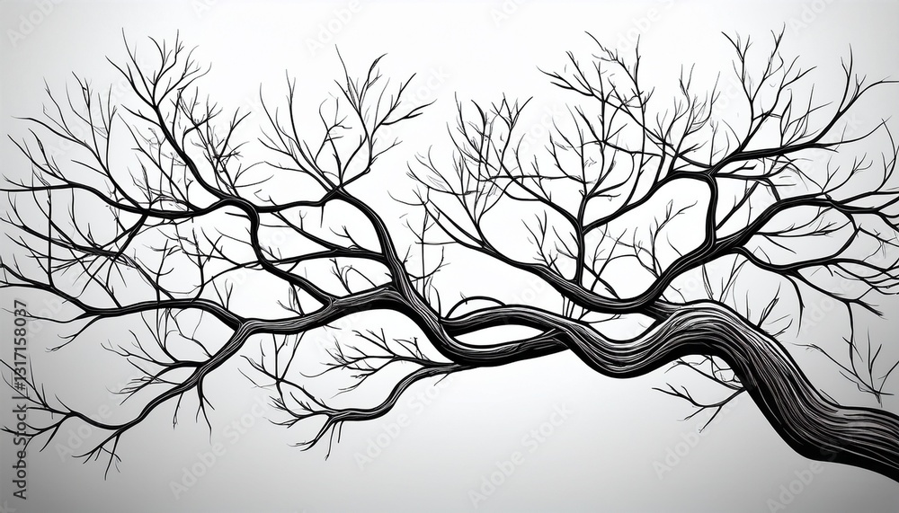 Fototapeta premium tree branch without leaves white background