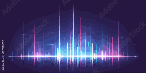 Linear sound wave icons set: flat style vector design for audio and music applications.