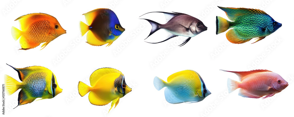 Fototapeta premium Set of colorful tropical fish