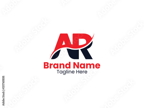 Initial letter AR monogram logo. Black and red AR letter. RA letter logo design.