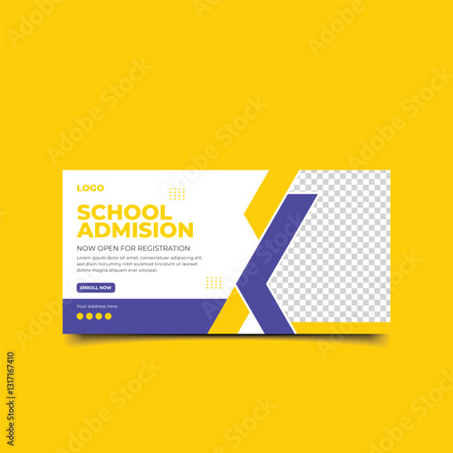 Back to school Or School admission social media post square Clean web banner and email signature