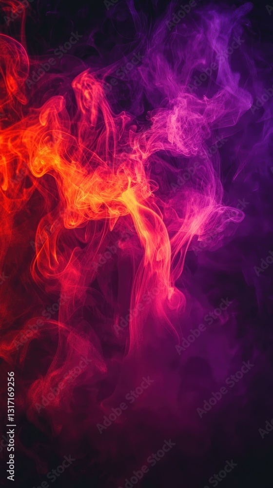 Red and purple smoke swirls, dark background, abstract art, design element Red and purple smoke swirls, dark background, abstract art, design element