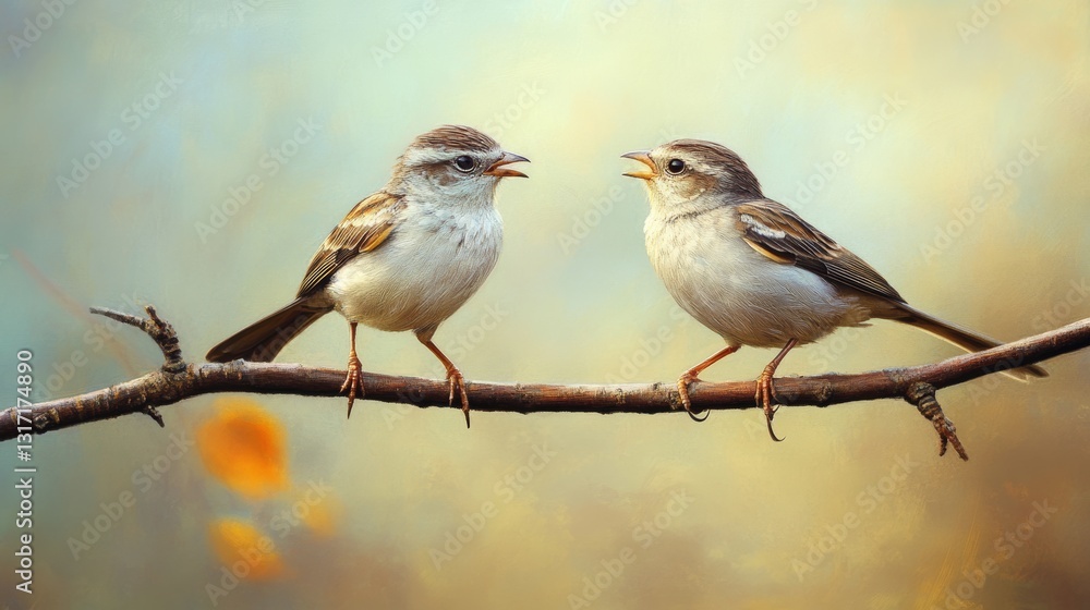 Fototapeta premium Clever birds that speak on branches