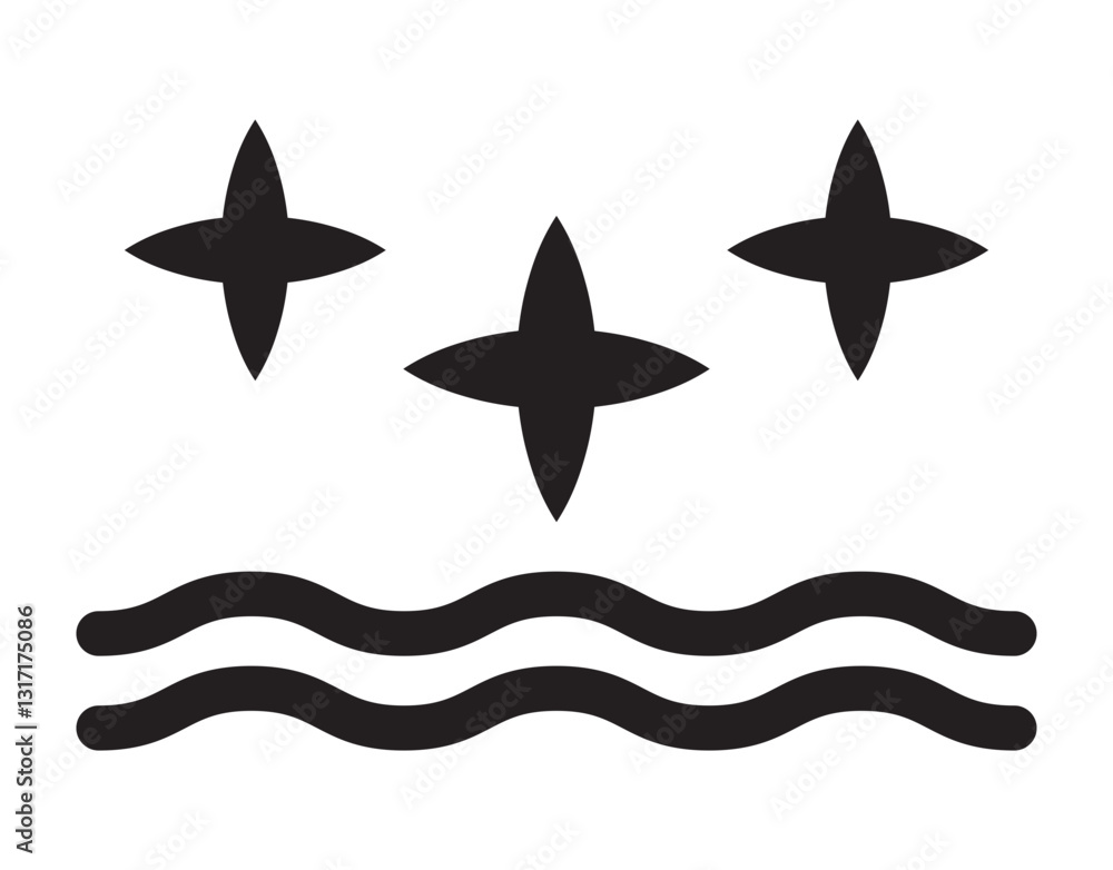 Ταπετσαρία icon symbolizing skin smoothness and radiance featuring wavy lines and sparkling effects