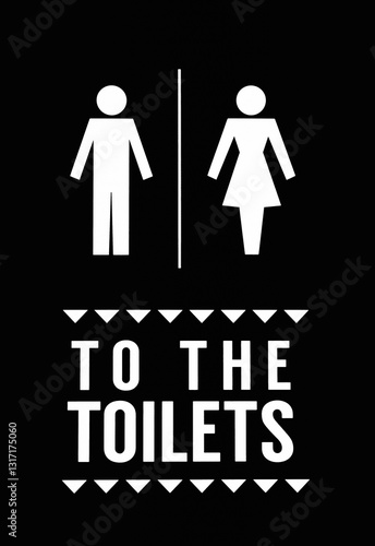 Minimalist - To the Toilets - Sign with Gender Icons for Public Restroom Directions