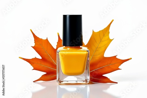 Autumn Nail Polish with Maple Leaf - Fall Beauty Product