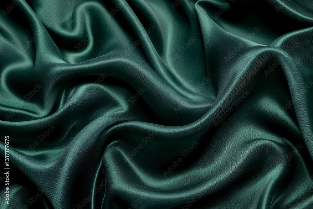 Dark Green Satin Fabric Texture Background Luxurious Draped Textile Dark Green Satin Fabric Texture Background Luxurious Draped Textile