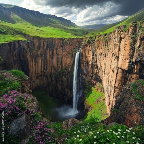 Armenia's scenic wonder: wild waterfall
