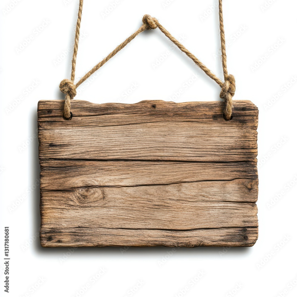 Rustic wooden sign hanging on a wall, perfect for creative art and decor projects. Generative AI Rustic wooden sign hanging on a wall, perfect for creative art and decor projects. Generative AI
