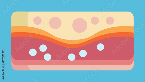 Skin Layer Improvement Illustrate a crosssection of skin showing nanotechnology particles gently filling in pores and imperfections for a smooth finish.