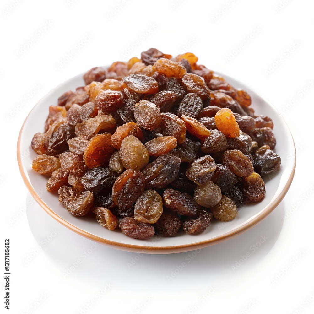 Fresh raisin with plate isolated on white background Fresh raisin with plate isolated on white background