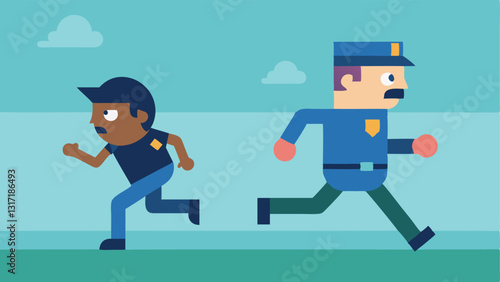 These descriptions aim to visually engage viewers with the excitement and dynamics of a police chase on foot all while keeping the focus on the action rather than specific places