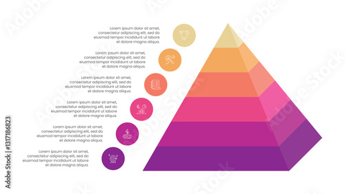 3D Pyramid Infographic with 6 Levels