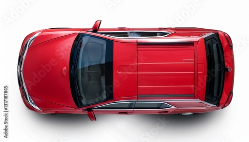 red suv top view isolated on transparent or white background