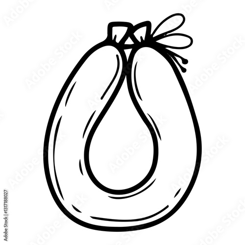 Sausage. Hand drawn doodle. Boiled and smoked food made from minced meat. For grilling. Pork, beef, chicken. Natural packaging. Vector line art illustration.