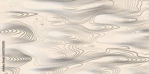  Mountain Relief and Geographic Contour Mapping Combined with Artistic Abstract Wave Curves for a Unique Topographic Design Concept

