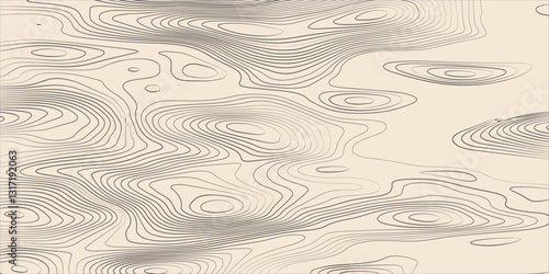 Highly Stylized and Seamlessly Repeating Topographic Contour Map Incorporating Abstract Wave Motifs and Detailed Grid Structures
