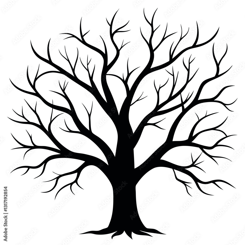 Obraz premium Bare tree branches vector illustration. 
