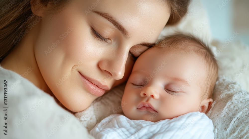 Tender Moments: Mother and Newborn Baby Sharing a Loving Embrace Tender Moments: Mother and Newborn Baby Sharing a Loving Embrace