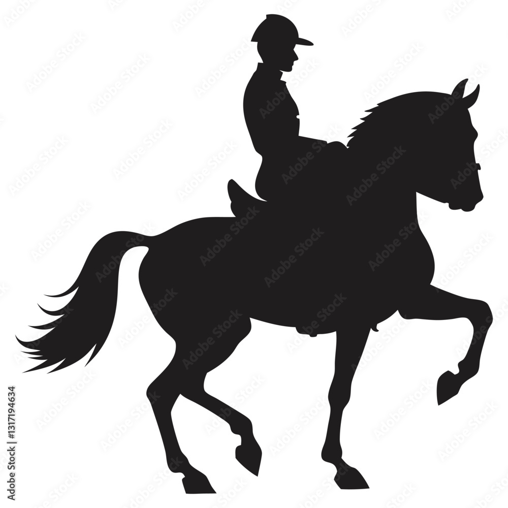a silhouette of a rider on a horse execute the pia a silhouette of a rider on a horse execute the pia