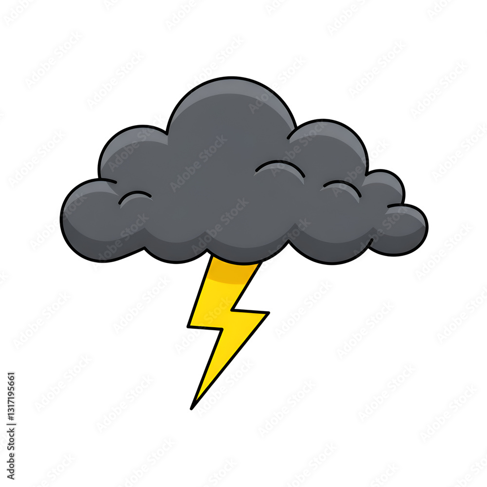 Dark Storm Cloud with Bright Yellow Lightning Bolt Illustration sky art icon power image design Dark Storm Cloud with Bright Yellow Lightning Bolt Illustration sky art icon power image design