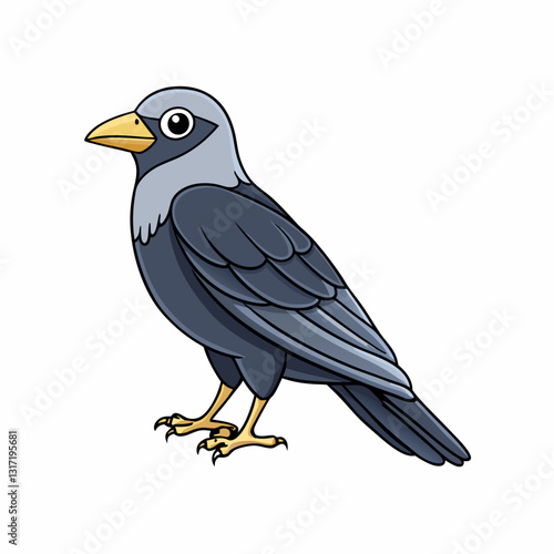 vector illustration of a jackdaw bird