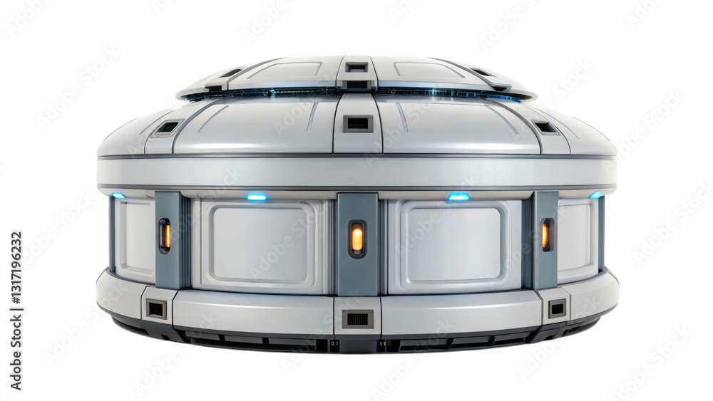 Fototapeta premium Futuristic round structure with sleek design and glowing lights