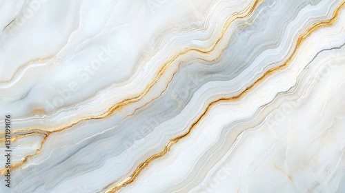 Wallpaper Mural Elegant White and Gold Marble Texture with Wavy Lines and Patterns Torontodigital.ca