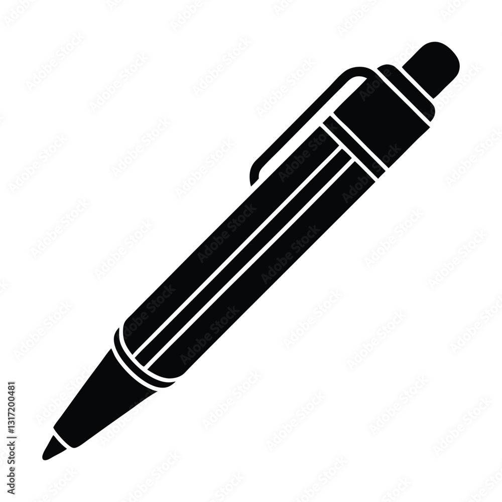 Pen icon silhouette on transparent background, pen and pencil, pencil and eraser, vector illustration of a pen Pen icon silhouette on transparent background, pen and pencil, pencil and eraser, vector illustration of a pen