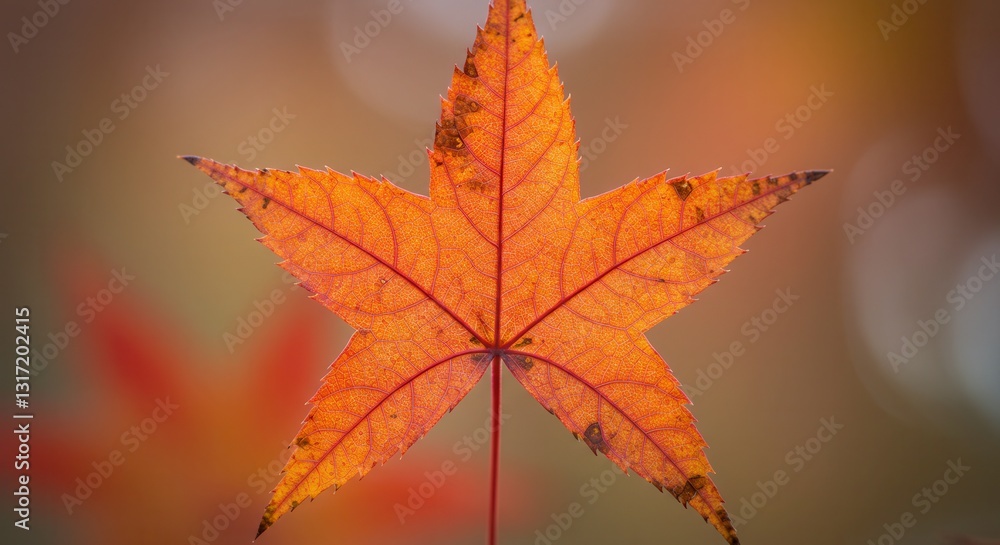 Obraz premium Isolated Autumn Maple Leaf with Vibrant Orange Color and Star Shape