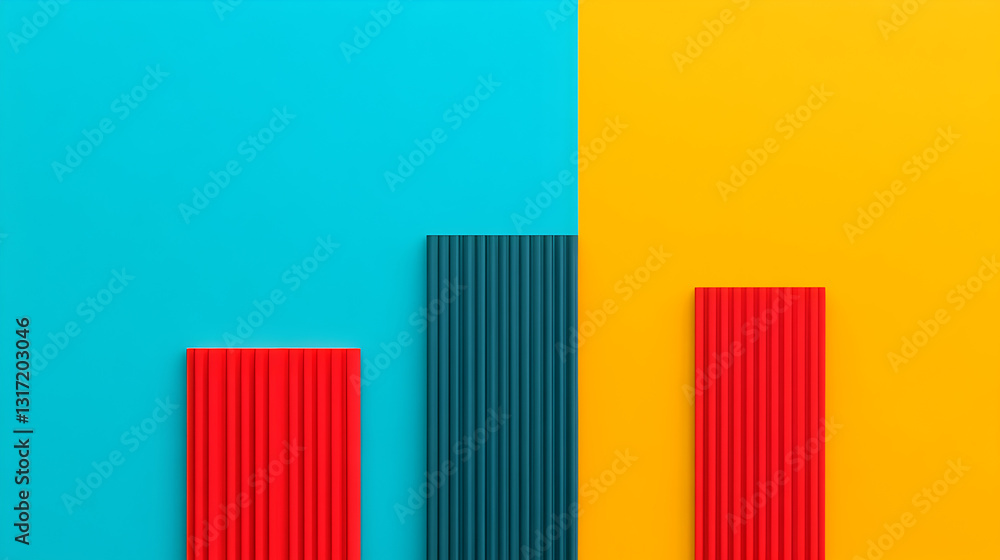 Obraz premium Colorful vertical bars on vibrant background studio graphic design minimalist aesthetic