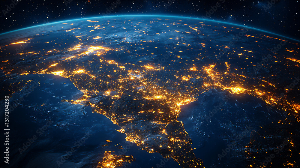 Fototapeta premium illuminated coastlines earth,