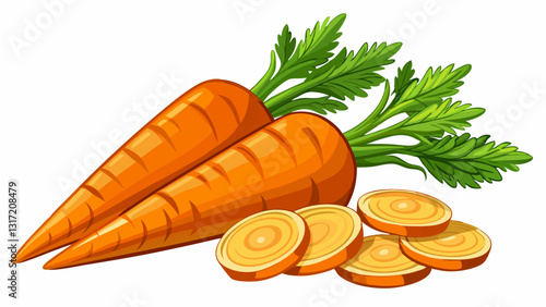 Fresh carrot and cut pieces isolated on white background as package design element
