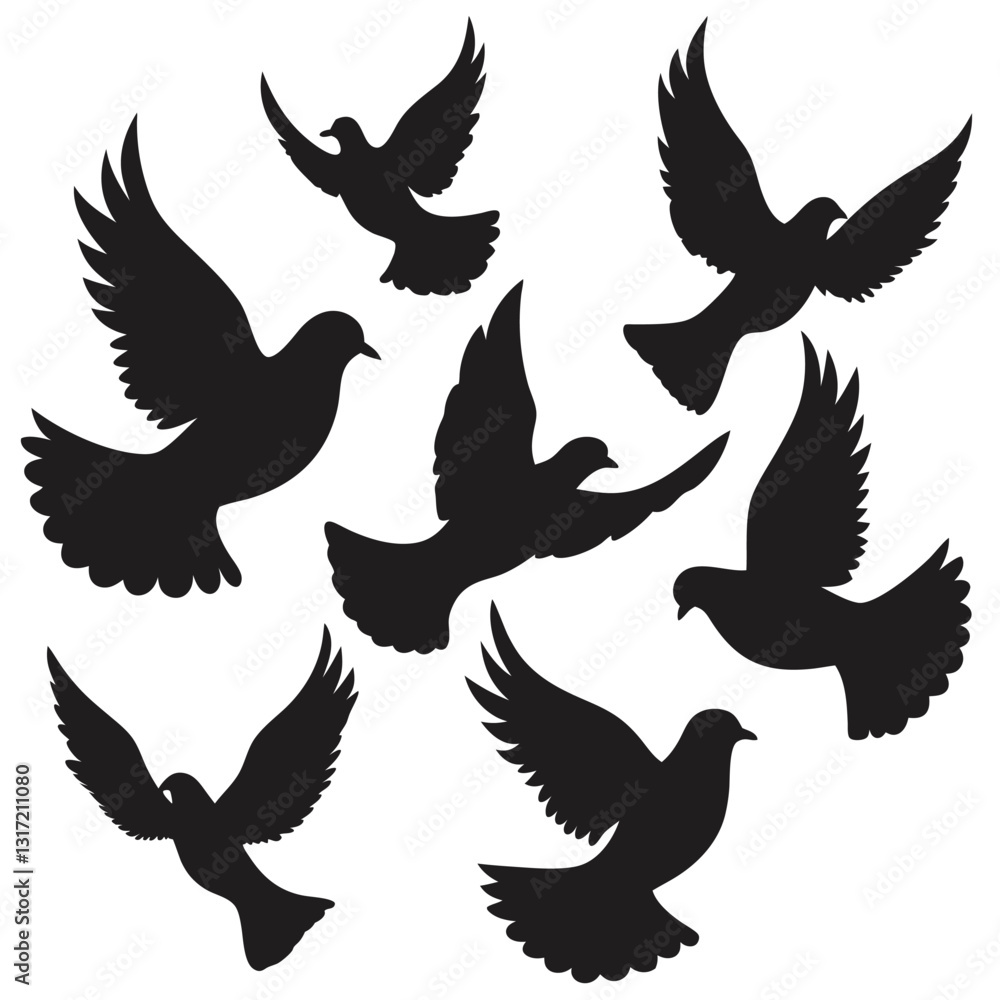 Obraz premium dove silhouettes vector art