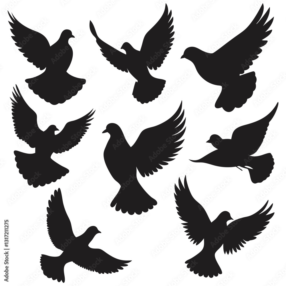 Obraz premium dove silhouettes vector art
