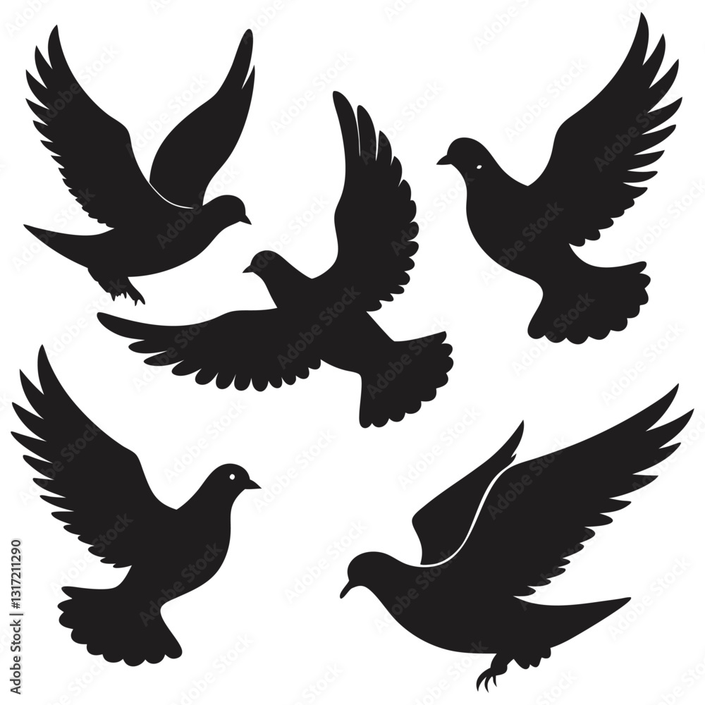 Obraz premium dove silhouettes vector art