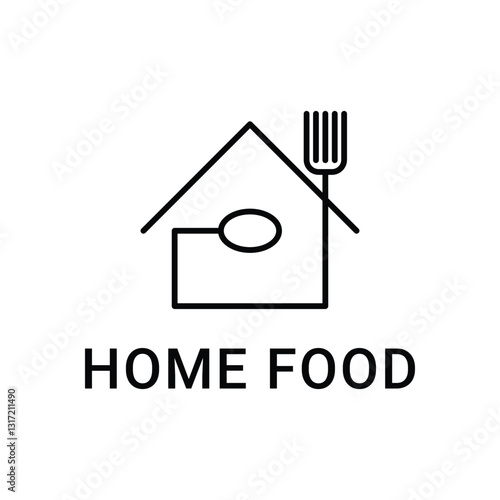 home food logo design concept idea with spoon and fork icon line