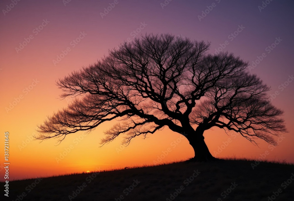 Silhouetted Leafless Tree Vibrant Orange Purple Sunset Sky - Inspirational Growth Concept Motivational Quotes Social Media Print Silhouetted Leafless Tree Vibrant Orange Purple Sunset Sky - Inspirational Growth Concept Motivational Quotes Social Media Print