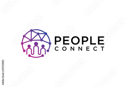Vector people connecting network human world technology. abstract logo design connection icon vector illustration human and world