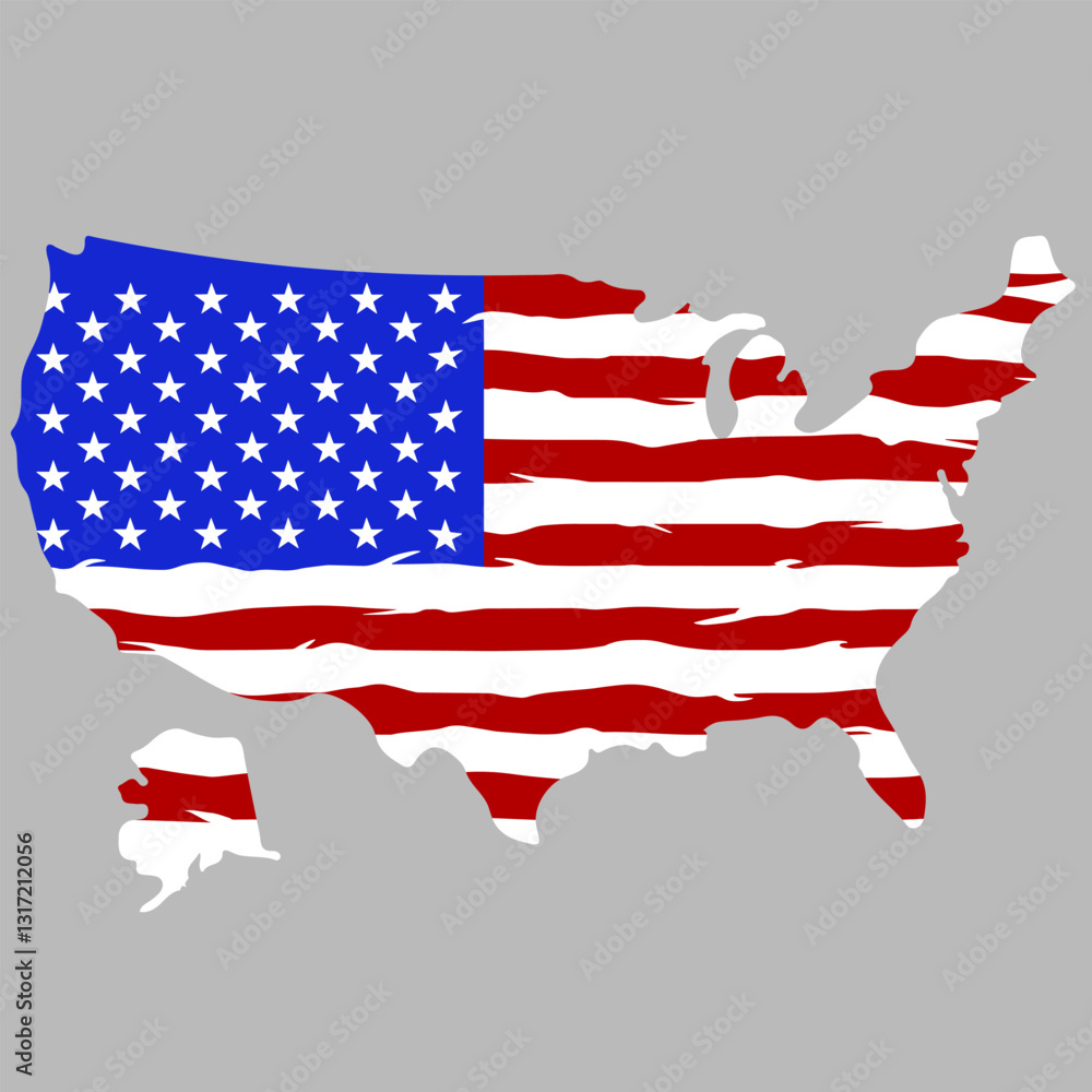 American Distressed Flag. USA Grunge Patriotic Symbol. Silhouette Stoke Icon.United States of America american flag, vector illustration. American Distressed Flag. USA Grunge Patriotic Symbol. Silhouette Stoke Icon.United States of America american flag, vector illustration.