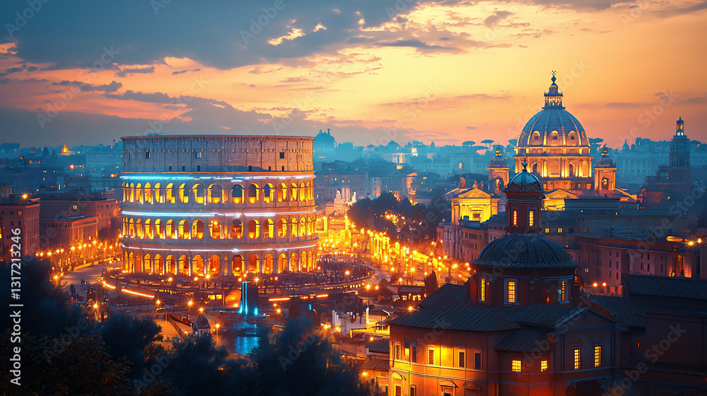 Fototapeta premium retro futurism rome,