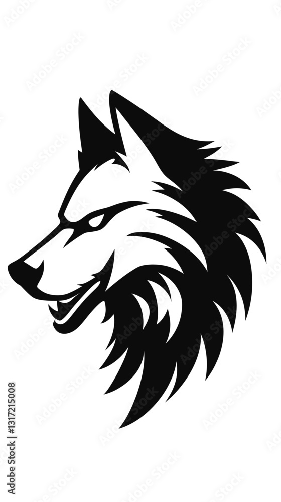 Naklejka premium Stylized Wolf Head Vector Logo Design for Branding and Mascot Graphics